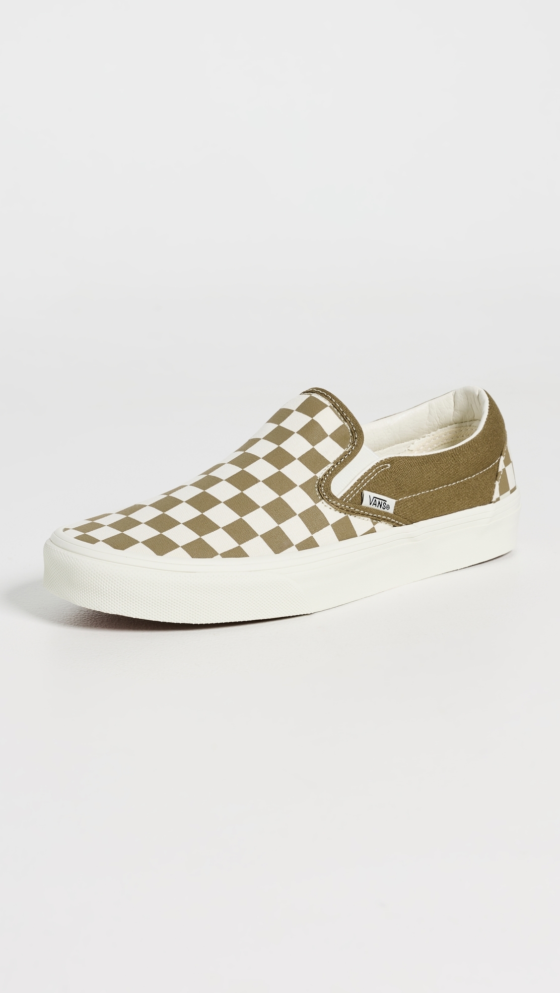 Classic Slip On Unisex Sneakers Checkerboard Olive Brown W