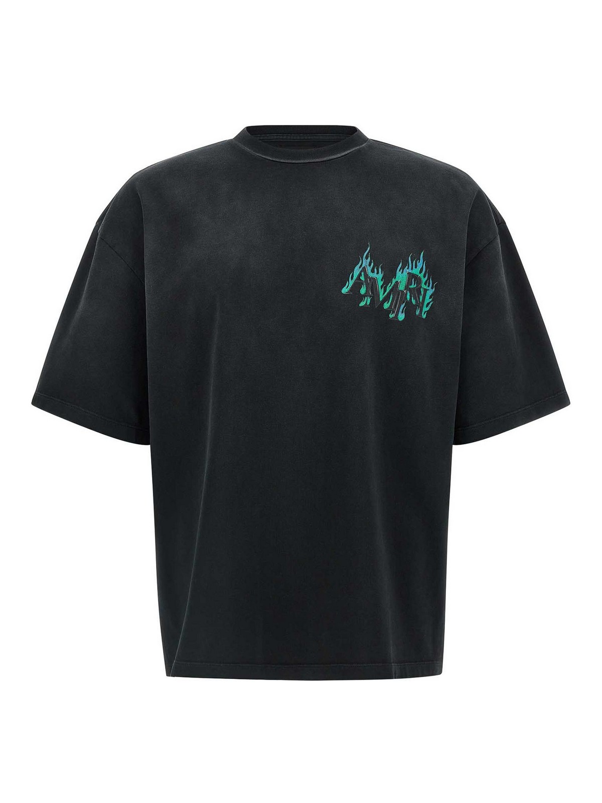 Black Crewneck T-Shirt With Logo Lettering On Front And Rear In Cotton Man