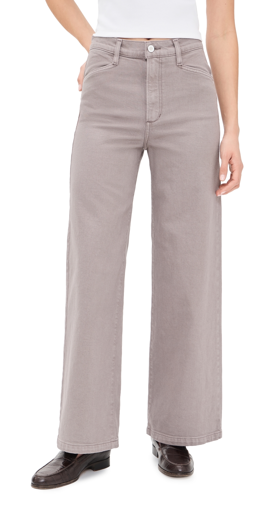 The Mischa High Rise Wide Leg Ankle Jeans Soft Taupe