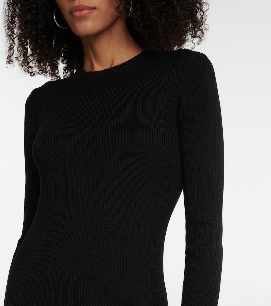 Rib-knit wool minidress