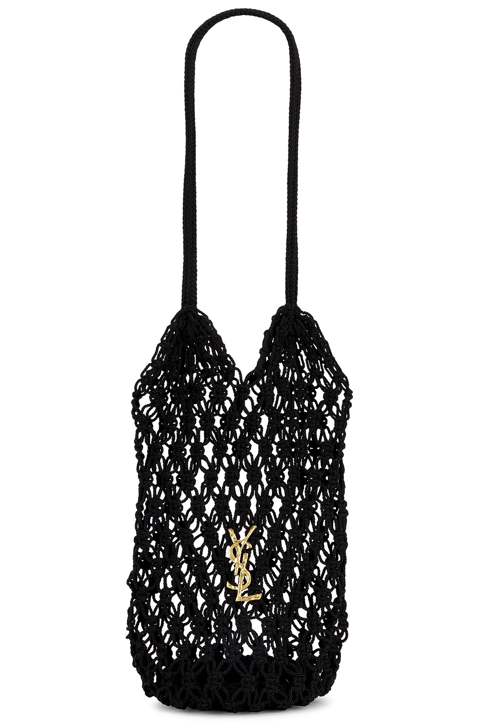 Saint Laurent Large Cassandre Shopping Crochet Bag in Nero - Black. a