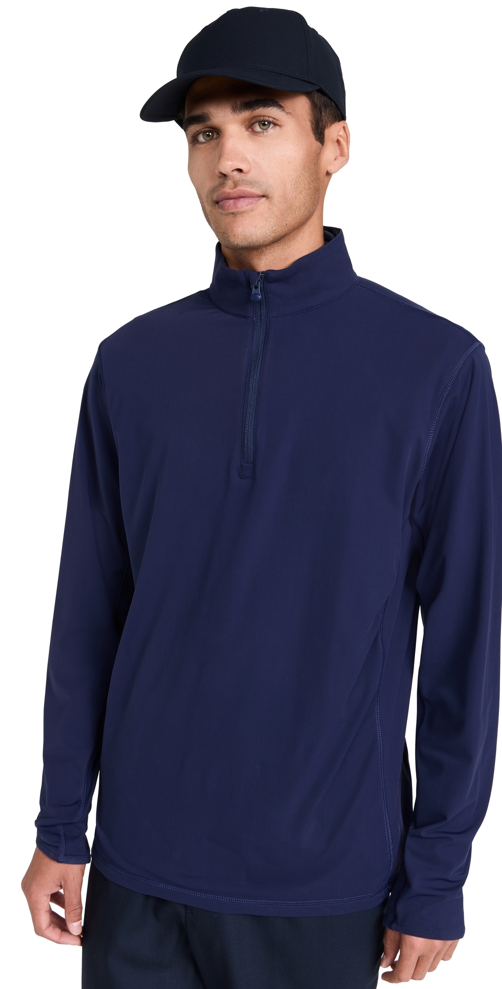 Tate Mock Neck Quarter Zip Maltese Blue
