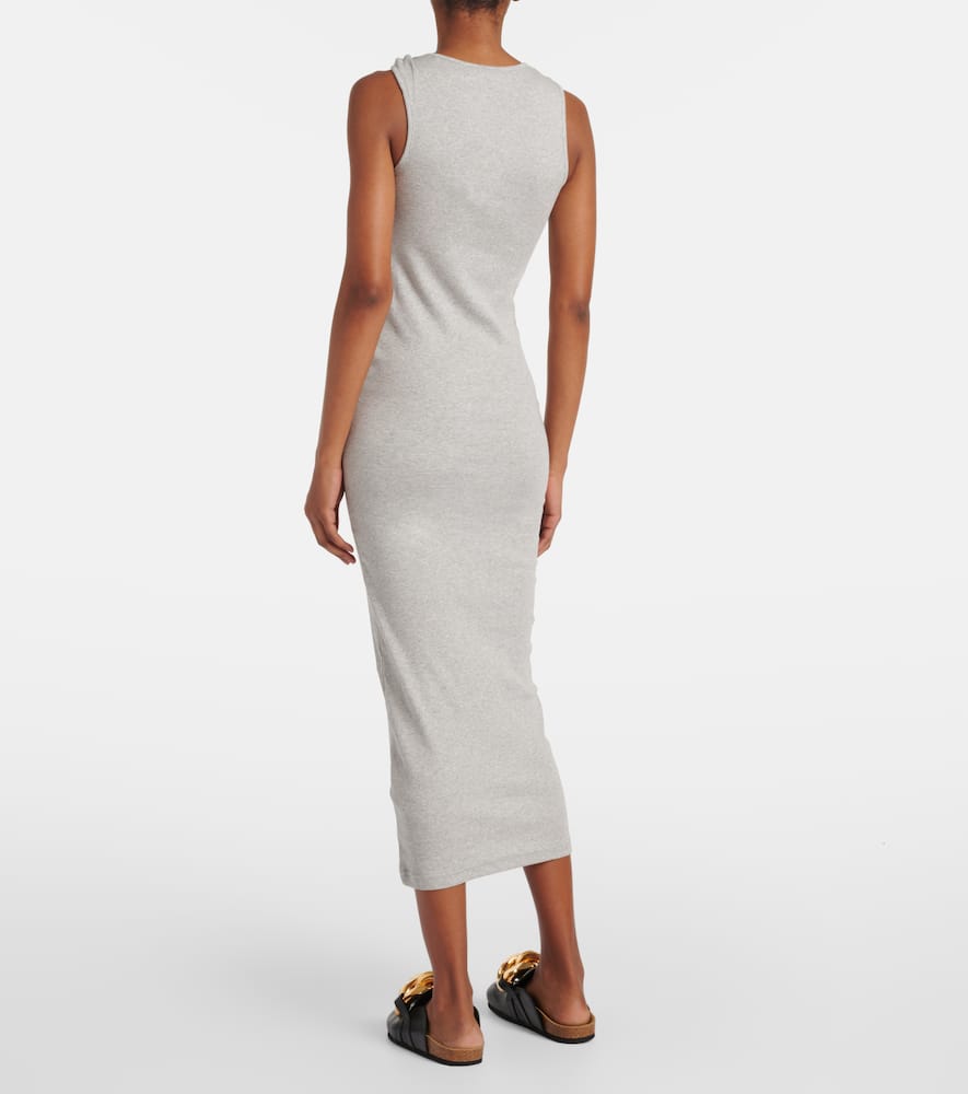 Logo embroidered cotton jersey maxi dress