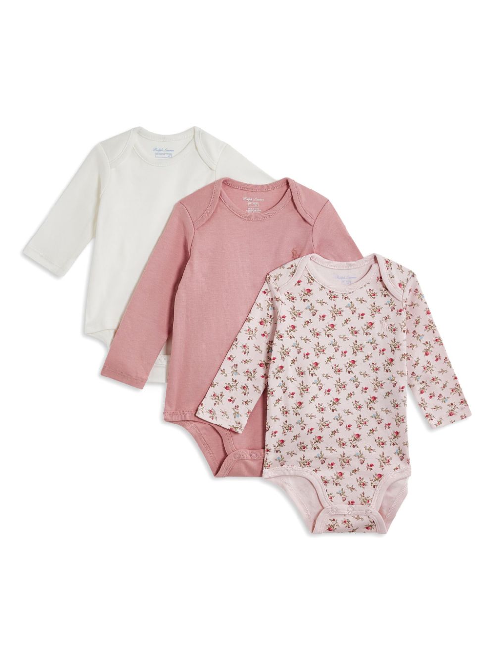 Round-neck cotton babygrow set - Pink