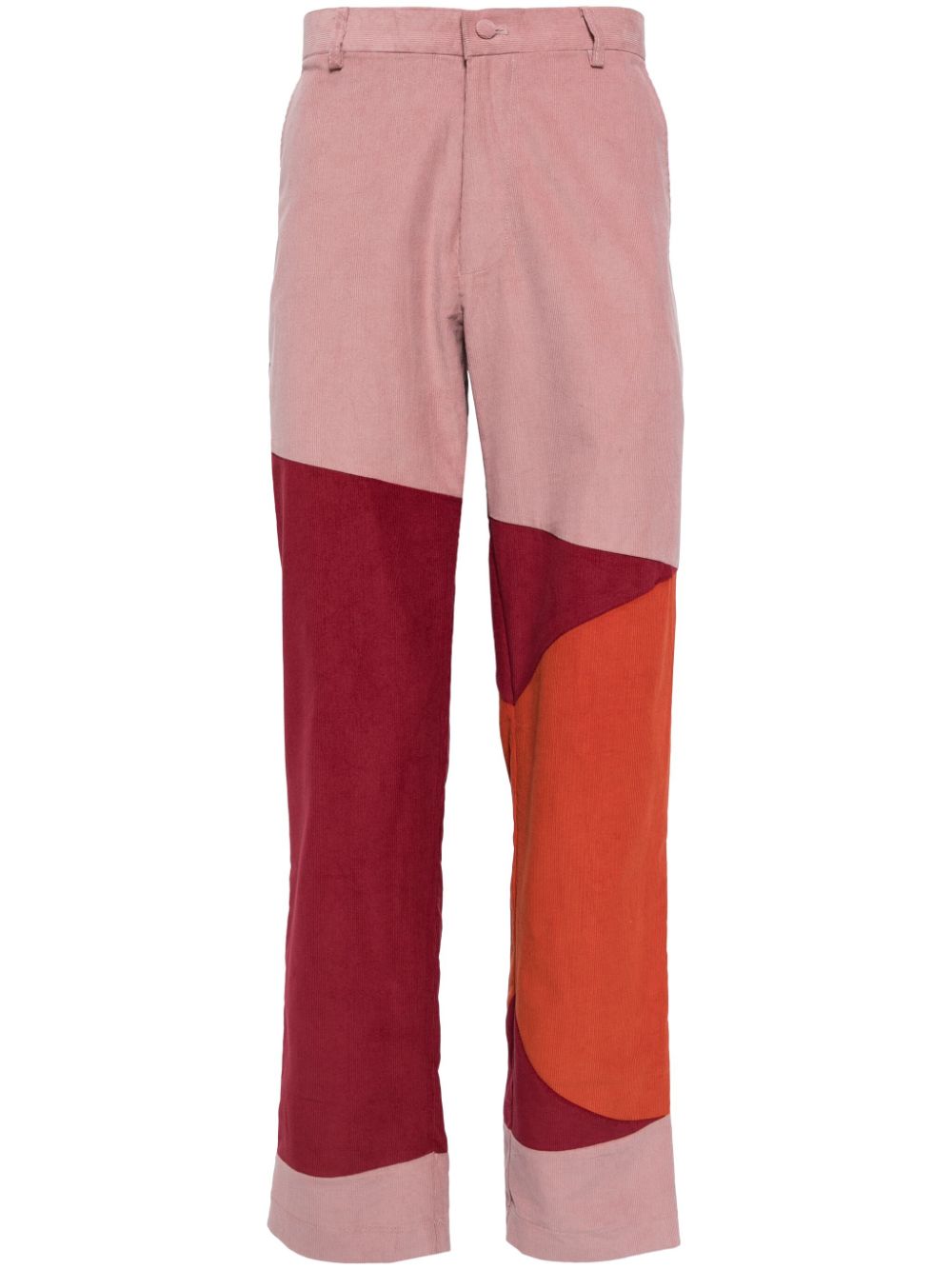 Colour-block corduroy trousers - Pink