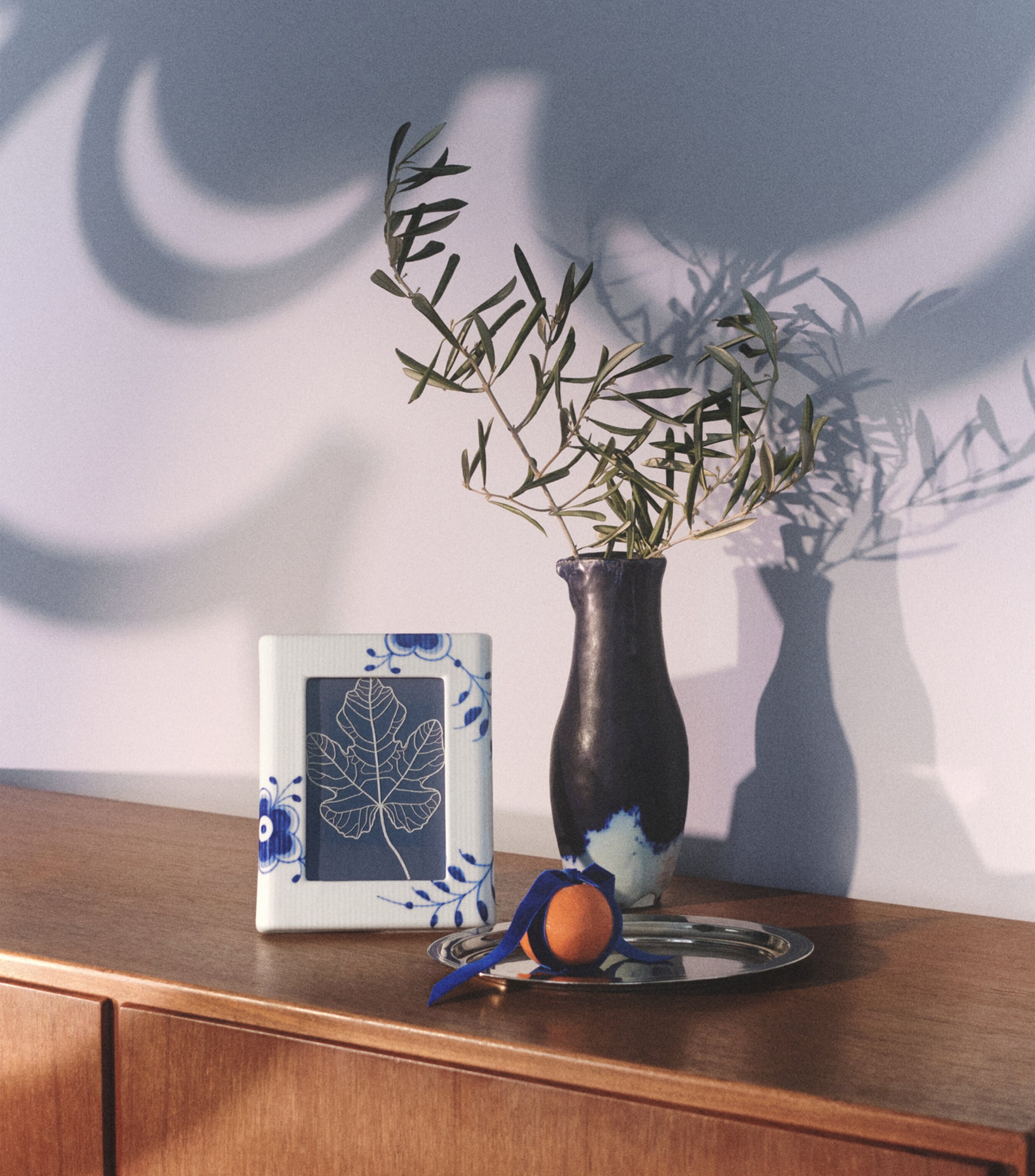 Blue Fluted Plain Mega Photo Frame