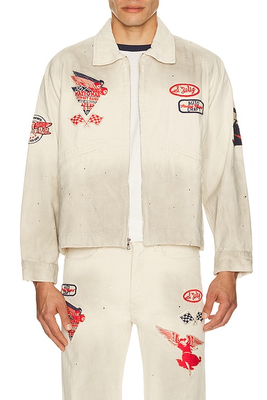 Samuel Zelig Service Zip Jacket in Aged Natural - White. XXL/2X also in S, L, XL/1X