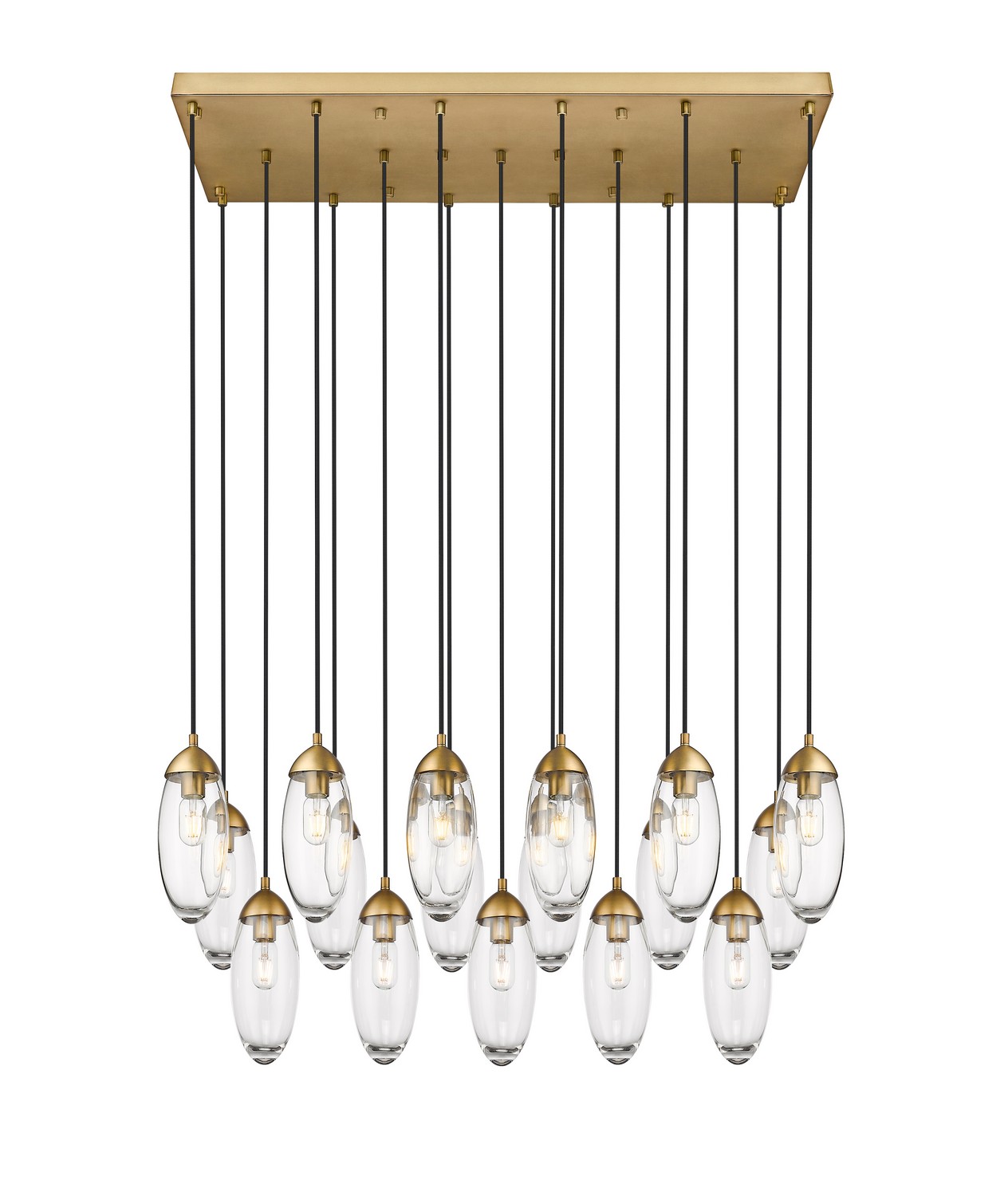 Rubbed Brass Linear Chandelier from the Arden Collection