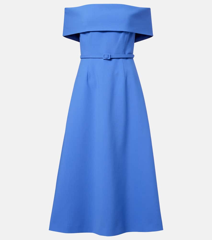Belted wool-blend midi dress