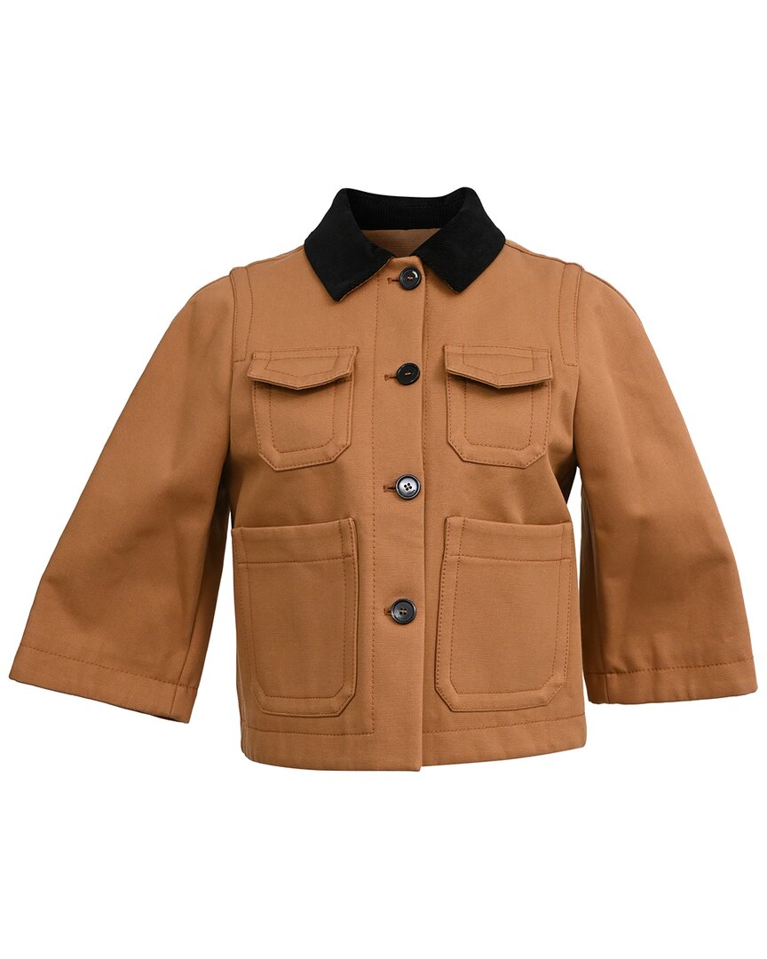 Corduroy Collar Quarter Sleeve Short Shirt Jacket (Authentic Pre-Loved)