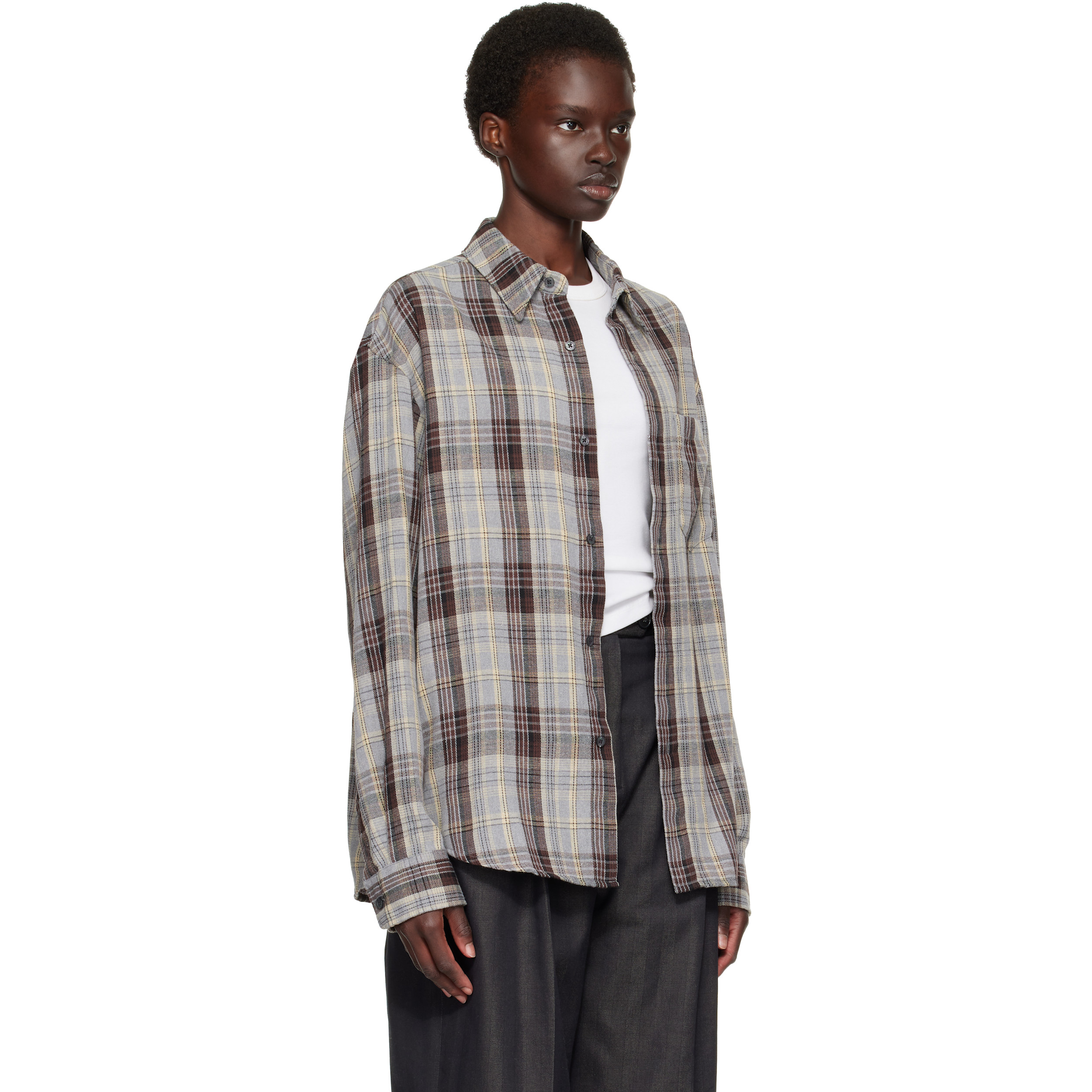 Gray & Brown Flannel Shirt