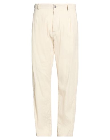Man Pants Cream Size 38 Cotton, Linen, Paper