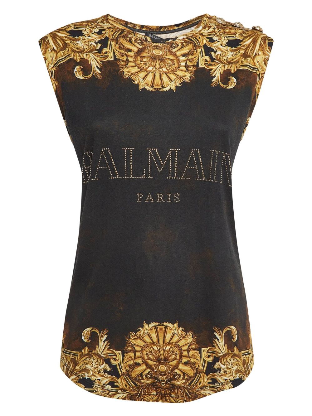 Graphic-embellished tank top - Black