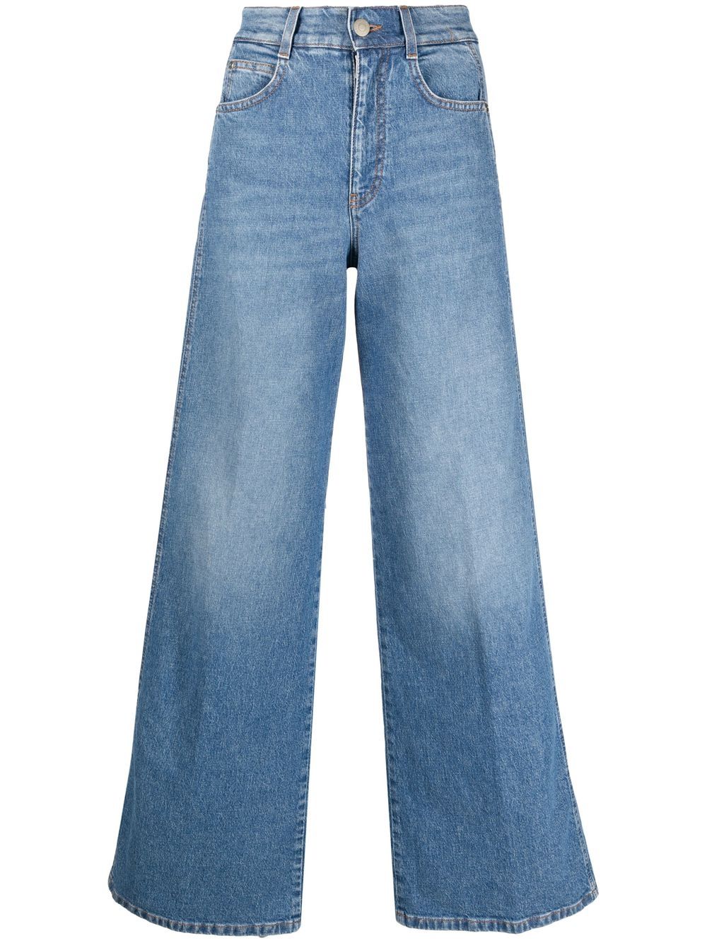 Logo-tape wide-leg jeans - Blue