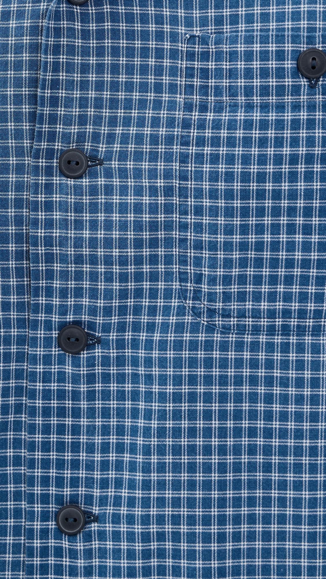 Billy Short Sleeve Plaid Collared Shirt Indigo Cream