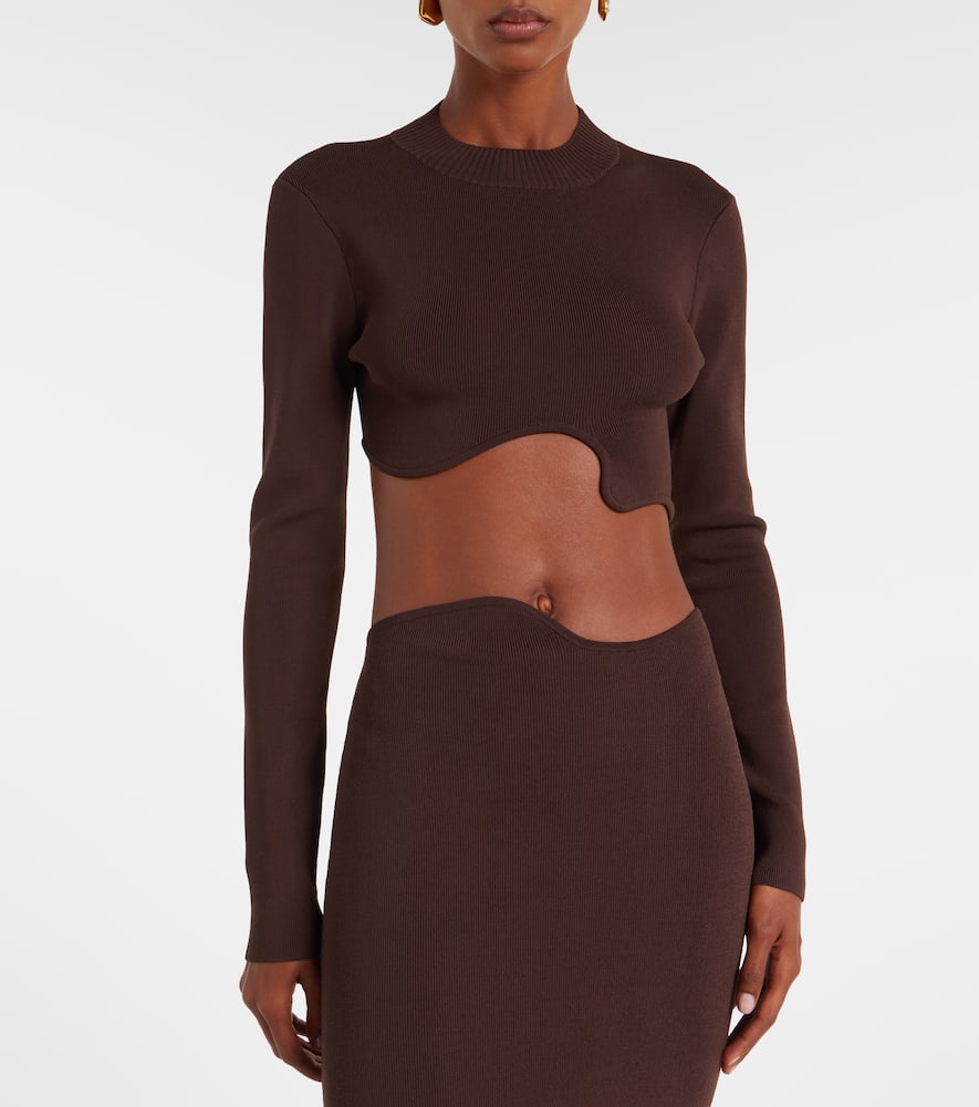 Asymmetric knitted crop top