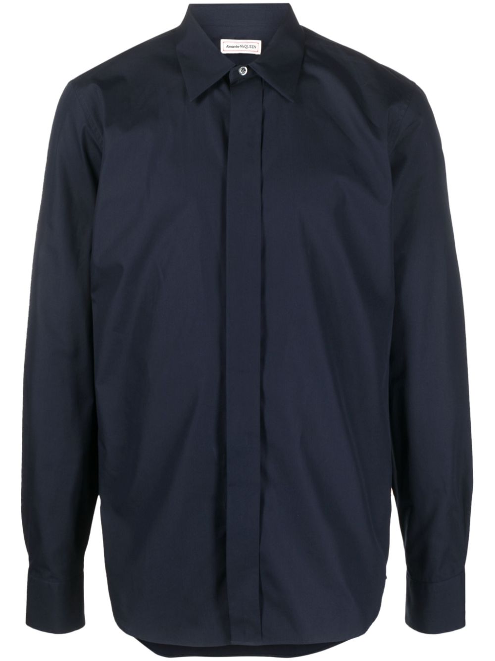 Concealed-fastening cotton shirt - Blue