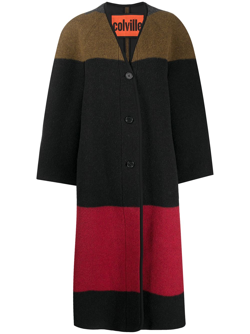 Colour-block cardi coat - Brown