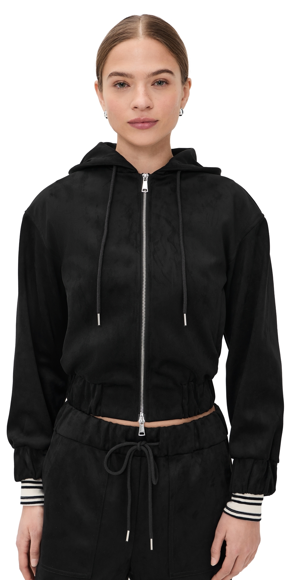 Mabel Faux Suede Hoodie Feather Grey