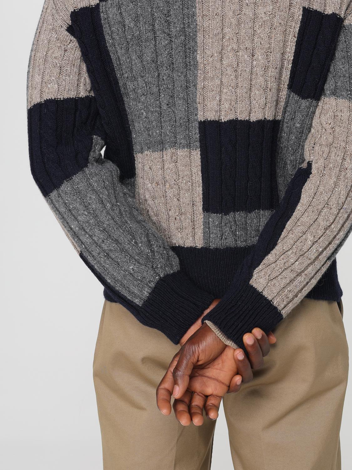 Patchwork cable-knit cardigan - Blue