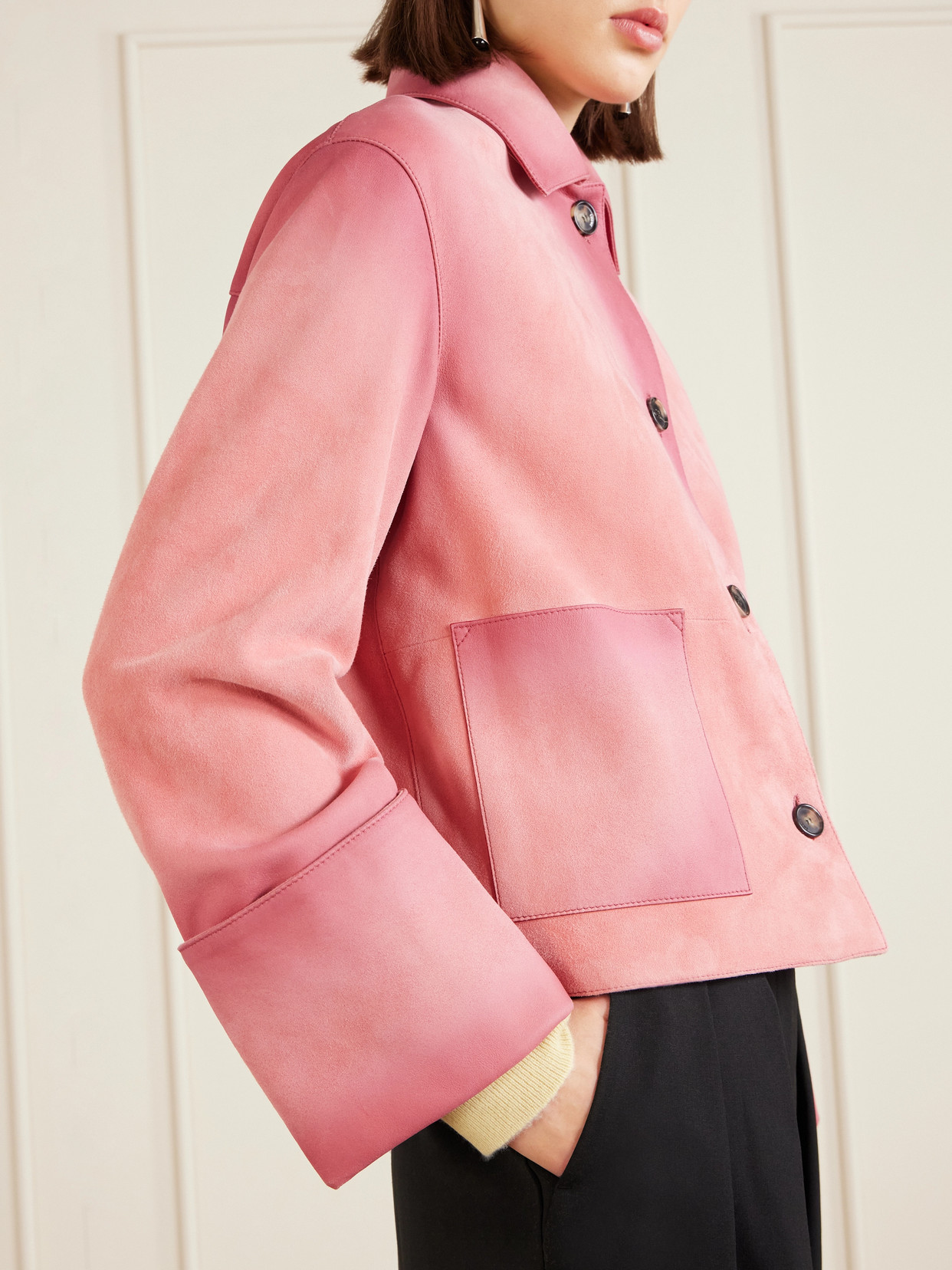 Distressed Suede Jacket - Pink