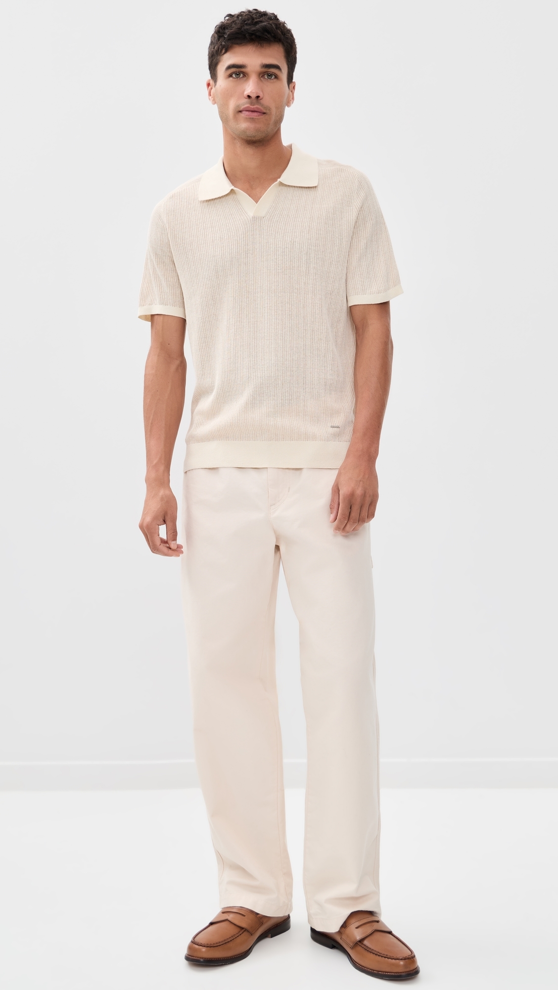 Radcliffe Knit Polo Off White Multi