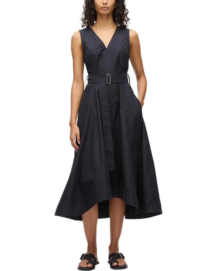 Sleeveless V-Neck Belted Midi Dress