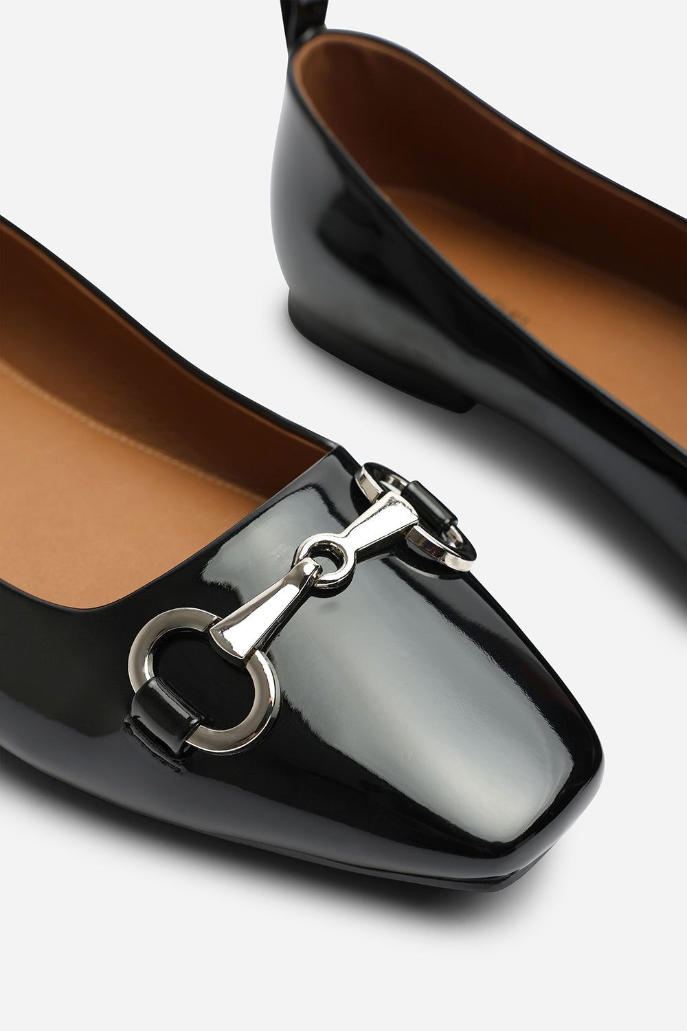 Where's That From Women's 'Lauren' Girl's School Shoe Ballet Flats w/ Front Buckle Detail in Jet Black