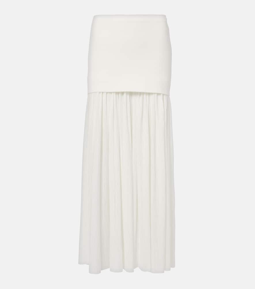 Paige pleated crêpe chiffon maxi skirt