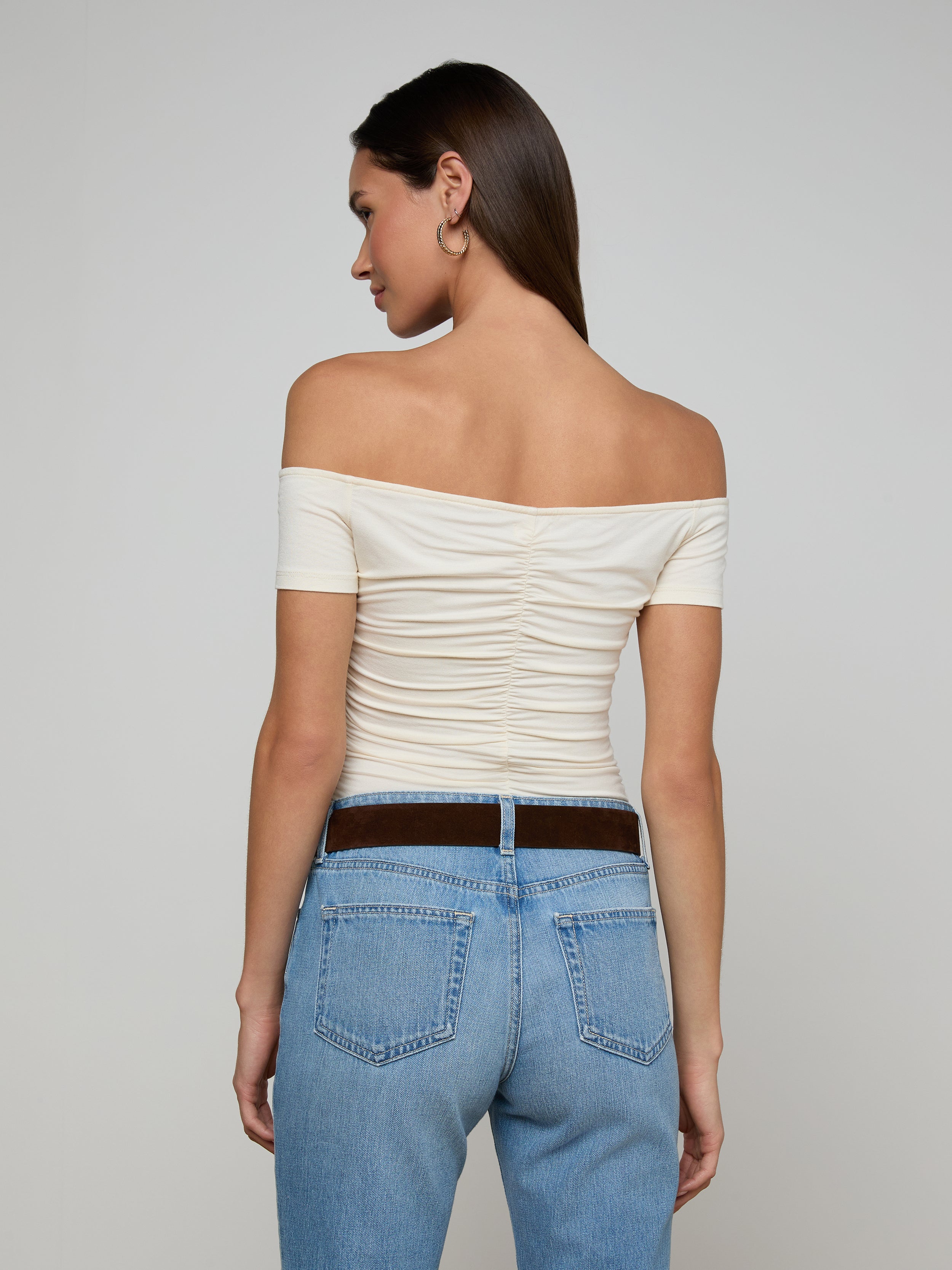 Baliegh Ruched Bodysuit In Vintage White