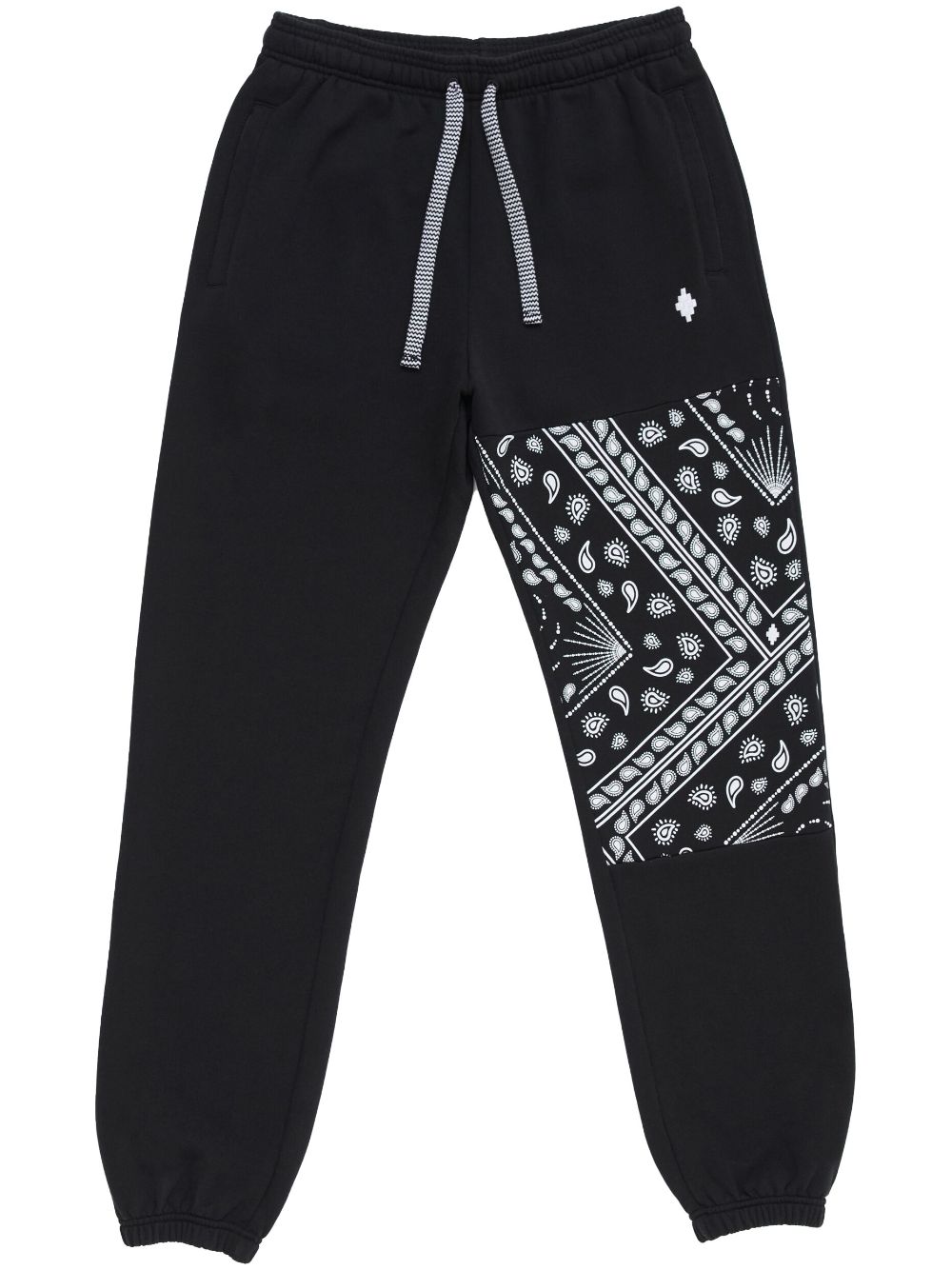 Bandana-print panelled cotton track pants - Black
