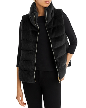Faux-fur quilted gilet - Brown