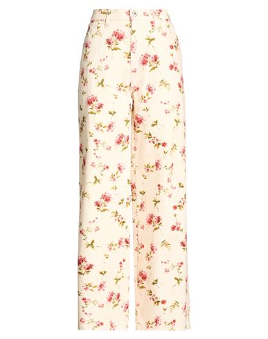 Woman Jeans Cream Size S Cotton, Elastane