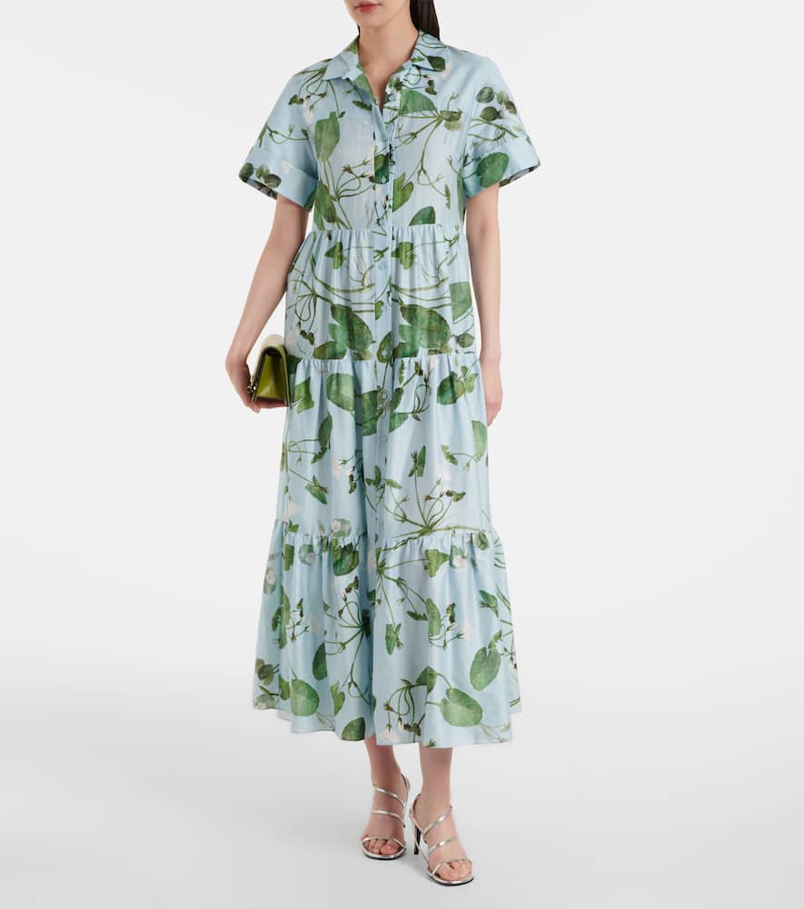 Tiered floral cotton midi dress