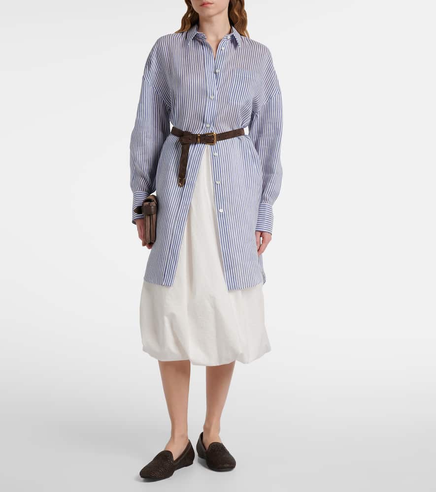 Monili striped linen and silk organza shirt