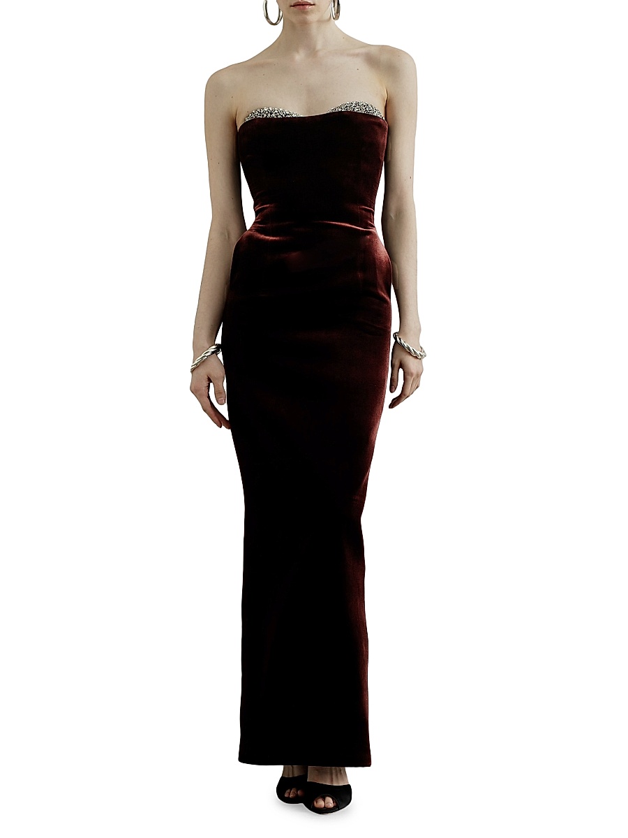 Women's Noelie Rhinestone Velvet Gown - Budapest