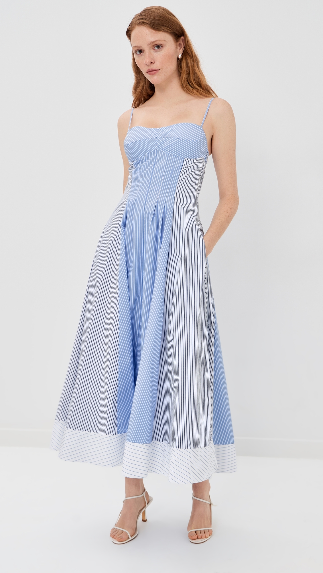 Chamberlain Cotton Midi Dress Periwinkle Multi Stripe