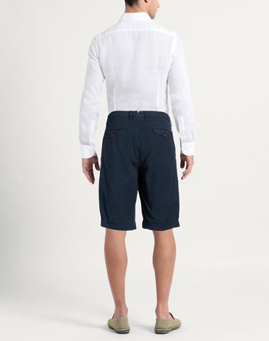 Man Shorts & Bermuda Shorts Navy Size 38 Cotton, Linen, Elastane