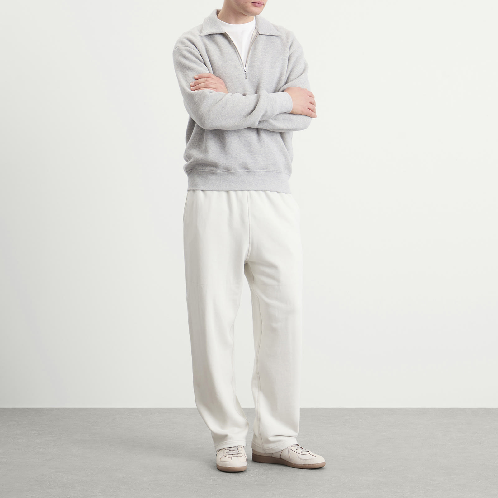 Men's Cotton Wool Quarter Zip Sweatshirt Heather Grey