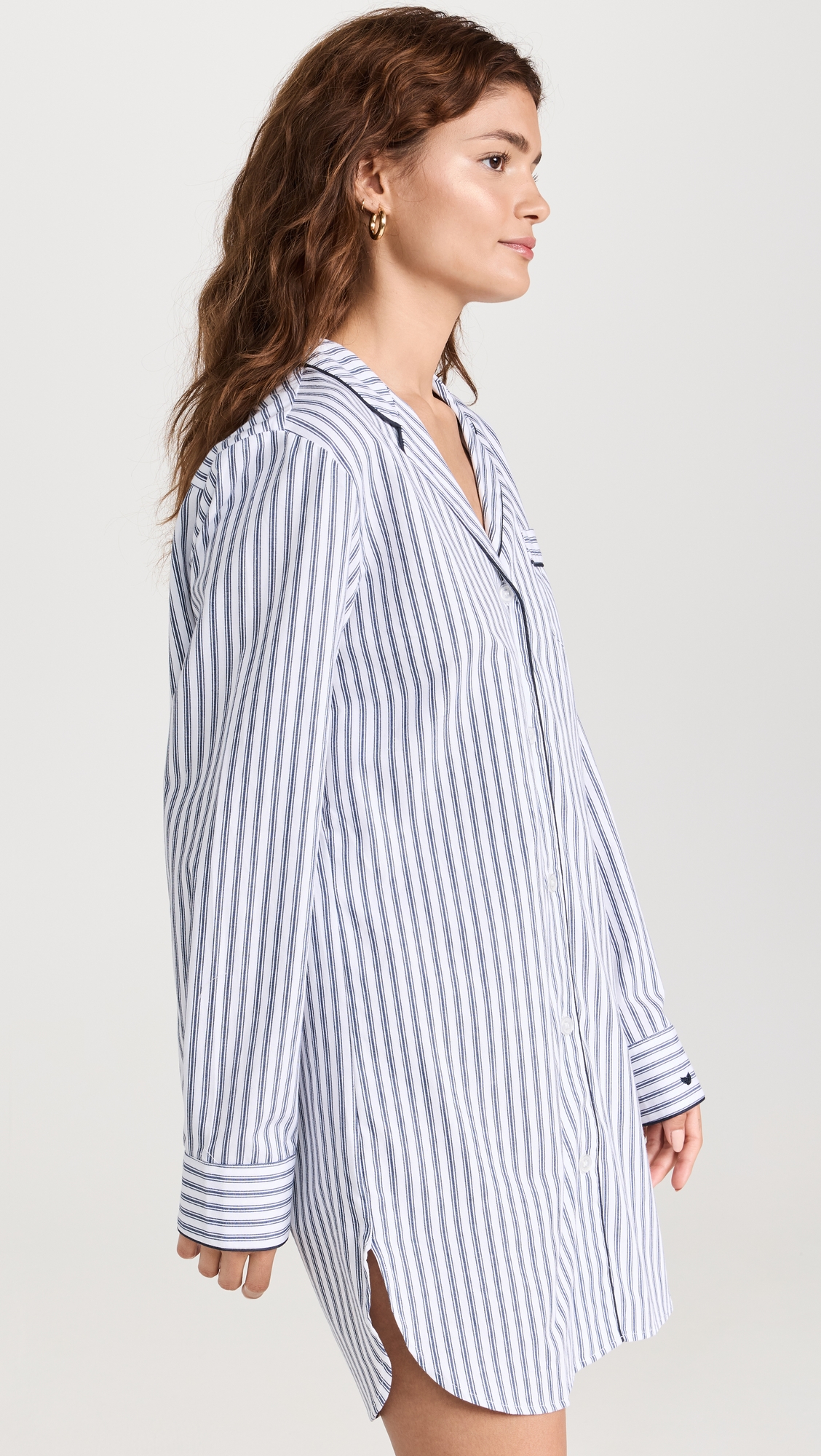 Navy French Ticking Nightshirt White Navy