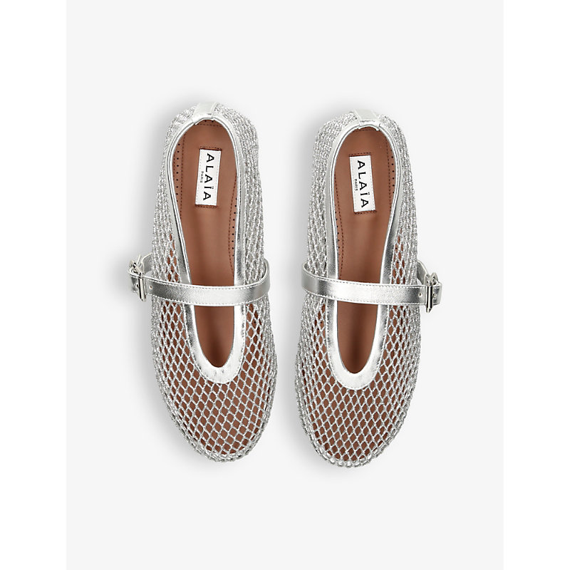 Womens Cut-Out Mesh Ballerina Flats
