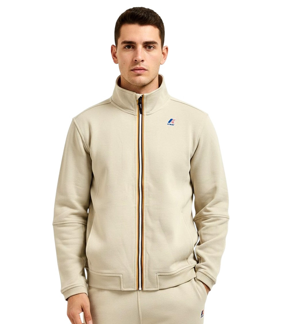 Beige Mock Collar Sweatshirt