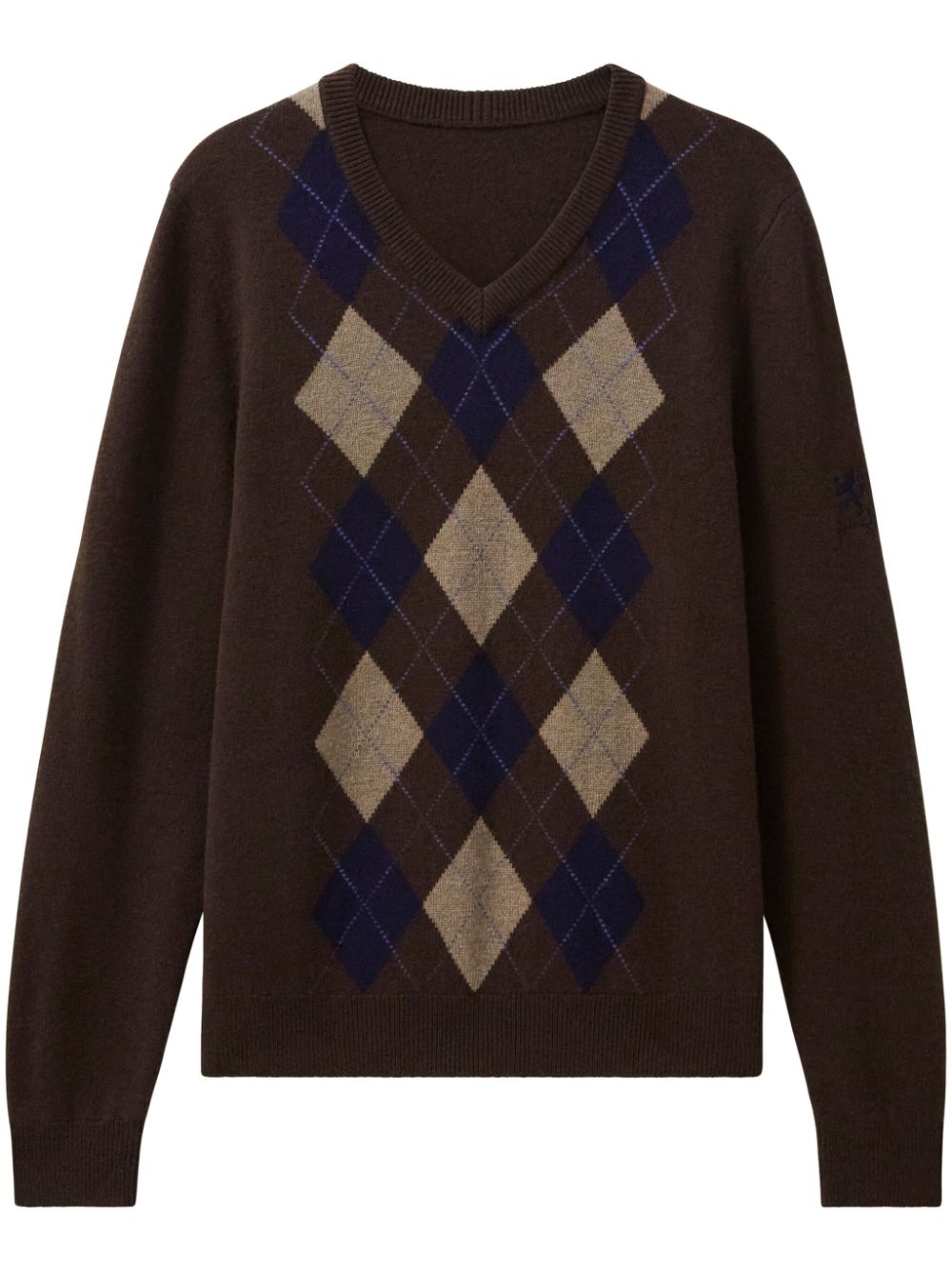Argyle v-neck sweater - Blue