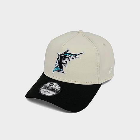 Florida Marlins MLB 9FORTY A-Frame Snapback Hat in Chrome/Black