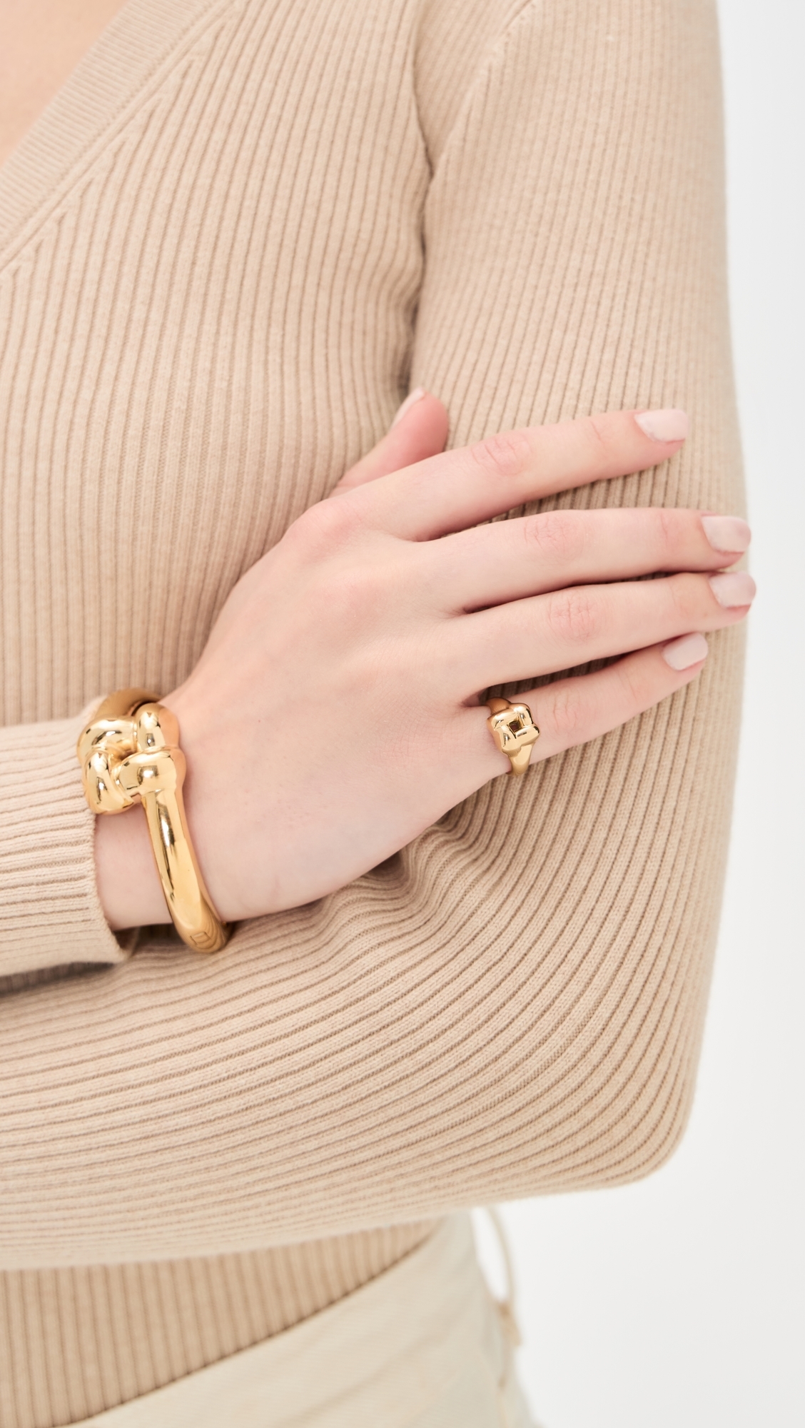 Woven Square Signet Ring High Polish Gold