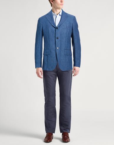 Man Blazer Blue Size 40 Linen