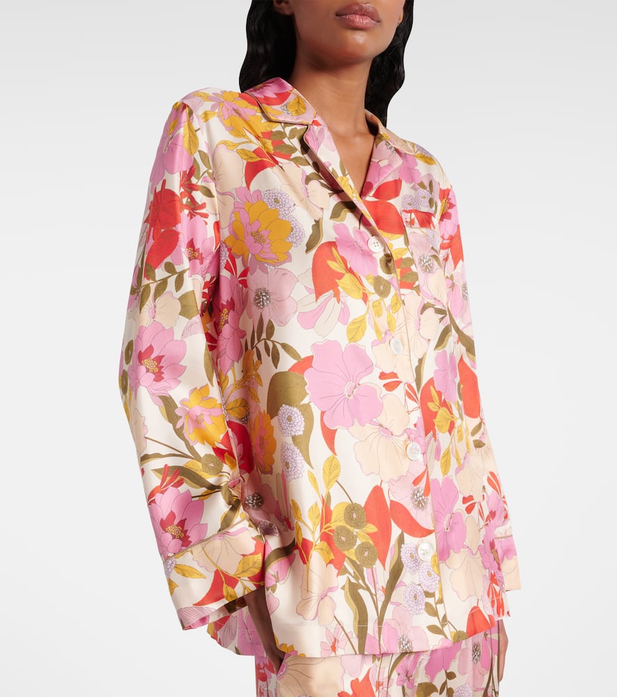 Alan floral silk satin shirt