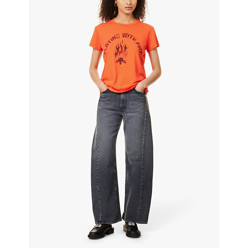 Womens Outta Sight the Half Pipe Flood Barrel-leg High-rise Stretch-denim Jeans