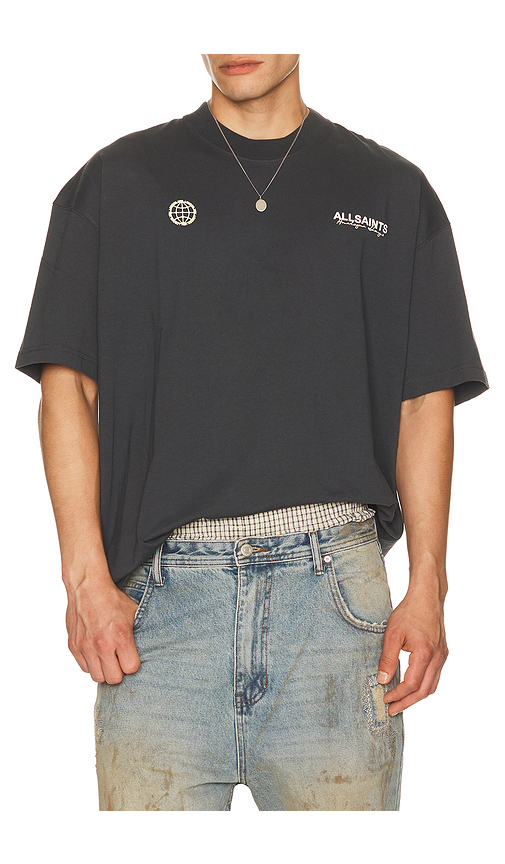 ALLSAINTS Emblem Crew Tee in Black. XL/1X. Also in S