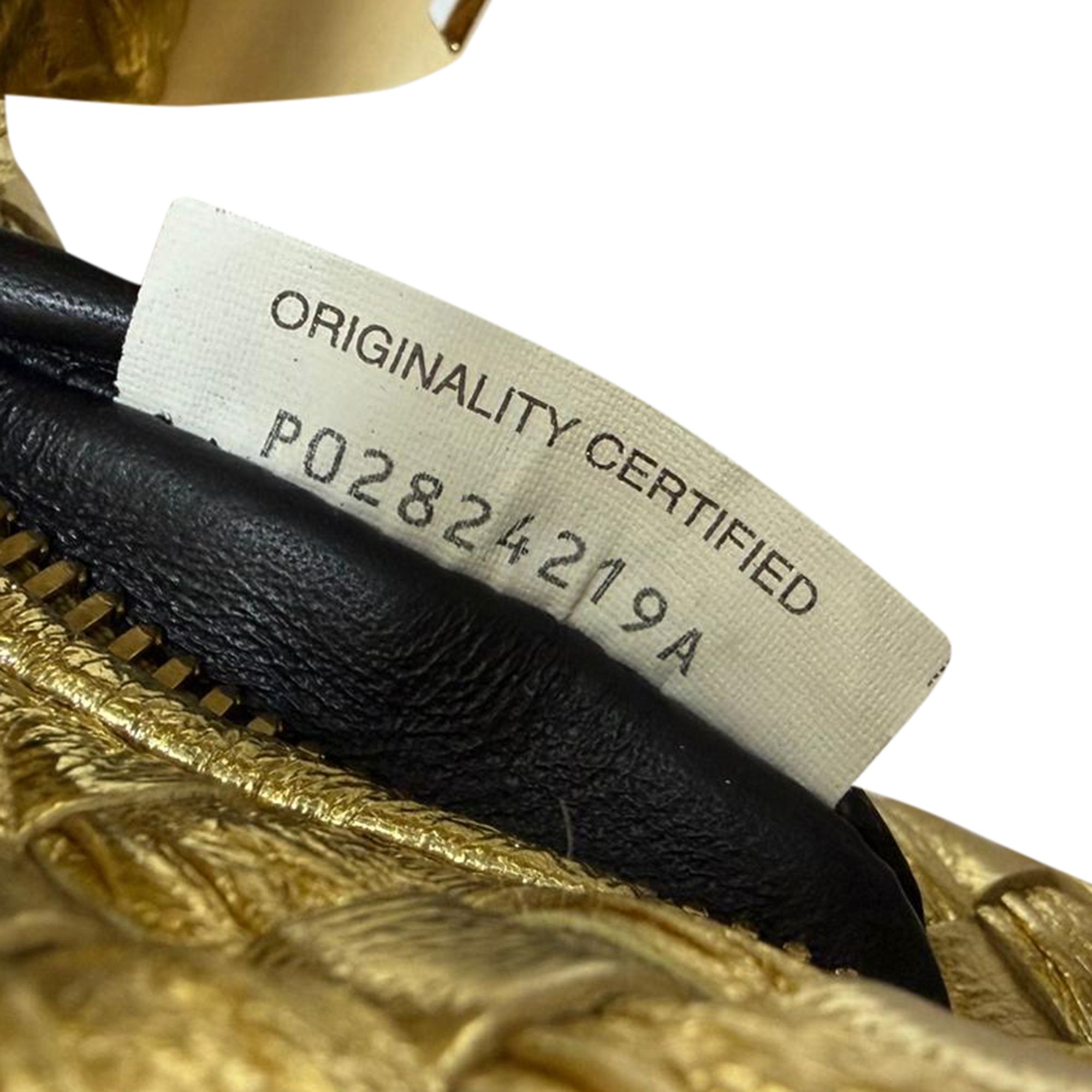 Bottega Veneta Preloved Metallic Intrecciato Mini Jodie In Gold Nappa Leather In Metallic Gold
